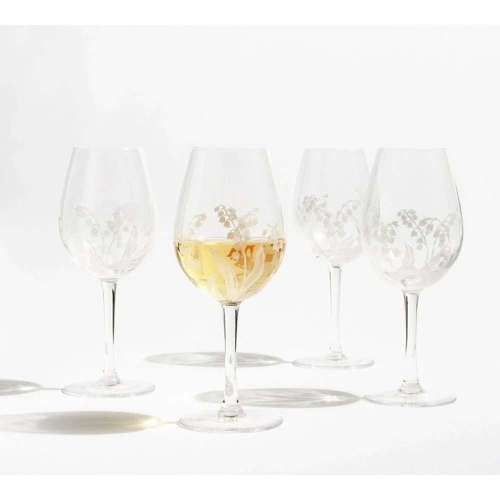 Monique Lhuillier & Pottery Barn Wine Glass Glasses Clear Set of 4 NEW NIB